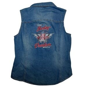 NWT Harley Davidson Motorcycles Denim Vest Vintage Inspired Americana Women’s L